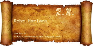 Rohr Mariann névjegykártya